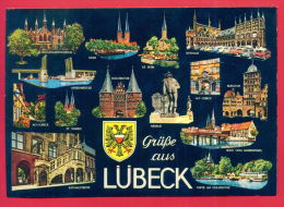 161982 / Lübeck - HERRENBRUCKE , MERKUR , RATHAUSTREPPE , ST. MARIE , ALT LUBECK , DOM , ST. PETRI - Germany Allemagne - Luebeck
