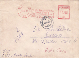12350- AMOUNT 4, BUCHAREST, CHEMICAL FACTORY, RED MACHINE STAMPS ON REGISTERED COVER, 1990, ROMANIA - Lettres & Documents