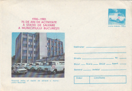 12374- BUCHAREST AMBULANCE SERVICE, CARS, COVER STATIONERY, 1981, ROMANIA - Secourisme