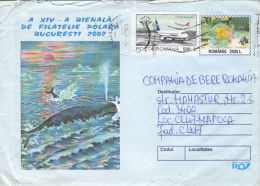 12492- WHALE, COVER STATIONERY, 2002, ROMANIA - Baleines