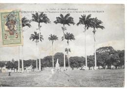 MARTINIQUE...N° 64... SUR CPA . CACHET BLEU .FORT DE FRANCE ...STATUE DE L'IMPERATRICE JOSEPHINE ..BE..1908. - Brieven En Documenten