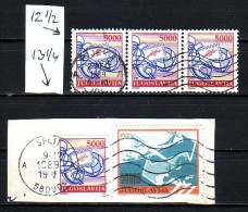 POSTAL SERVICE-LOT-PERF 12 1-2--13 1-4-POSTMARK-RIJEKA-FIUME-SPLIT-SPALATO-CROATIA-YUGOSLAVIA-1989 - Used Stamps