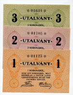 Hongrie Hungary Ungarn 1 + 2 + 3 Koronarol 1920 "" PESTER LLOYD "" UNC - Hungary