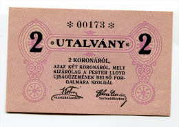 Hongrie Hungary Ungarn 2 Koronarol 1920 "" PESTER LLOYD "" UNC - Hungary