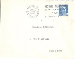 3108 PARIS VI R St Romain Gandon 15 F Bleu Yv 886 Ob Meca Festival D'Art Dramatique 1954 Dreyfus A06105 - Brieven En Documenten
