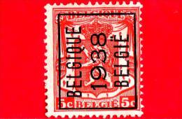 BELGIO - Usato - 1938 - Stemmi Araldici - Leone Araldico - Sovrastampato - 5 - 1929-1937 Heraldieke Leeuw