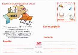 5797A, COMPUTERS, INFORMATION TECHNOLOGY, 2001, POST CARD STATIONERY, UNUSED,ROMANIA - Computers