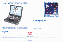 5799A, COMPUTERS, LAPTOP, TECHNOLOGY, 2001, POSTACARD STATIONERY, UNUSED,ROMANIA - Computers