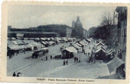 PIEMONTE-TORINO-TORINO VEDUTA PIAZZA EMANUELE FILIBERTO VEDUTA MERCATO VECCHIO TRAM ANIMATISSIMA - Piazze