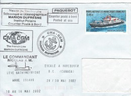 11049  MARION DUFRESNE - Escale à VANCOUVER - CANADA - Cachet Au Dos - Storia Postale