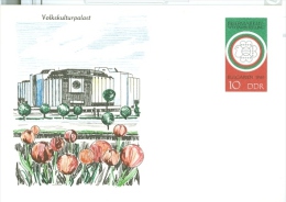 DDR Sonderpostkarte 1989 Ungebraucht Briefmarkenweltausstellung Bulgarien Volskkulturpalast Sofia Tulpen Bäume - Postkarten - Ungebraucht