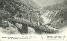 SUISSE CANTON DU TESSIN GIORNICO  LA LIGNE DE CHEMIN DE FER DU GOTHARD A LA BIASCHINA  EDIT. CHOCOLAT KLAUS  DOS DIVISE - Giornico