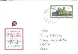 DDR Sonderpostkarte 1989 Briefmarkenausstellung Philatelia Köln Postmuseum TGST 05-1990 Erfurt (= Deutsche Einheit) - Postkarten - Gebraucht