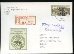 DDR P94 Postkarte EINSCHREIBEN Halle 1990 - Postkarten - Gebraucht