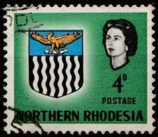 NORTHERN RHODESIA SG79/SACC79 4d USED WITH VARIETY UPWARD SHIFT OF BLUE OUT OF BOX - Nordrhodesien (...-1963)