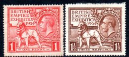 GB Great Britain GV 1924 Wembley Set Of 2, Hinged Mint - Unused Stamps