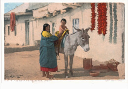 INDIEN ... INDIAN ... THE FIRST RIDING LESSON ... ARIZONA ... ANE ... DONKEY - Amerika