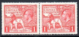 GB Great Britain GV 1924 Wembley 1d Value Pair, Lightly Hinged Mint - Nuovi