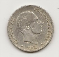 ALFONSO XII  50 CENTAVOS DE PESO  PLATA   1882   CECA MANILA     NL275 - Monedas Provinciales