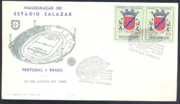 Mozambique 1968 Cover: Football Fussball Calcio Soccer Inauguration Of Stadium Salazar; Portugal - Brasil - Covers & Documents