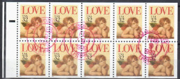 United States 1995  Love Cherubs - Sc # 2959a - Mi.2560 D - Bklt Pane Of 10 - Used - 3. 1981-...