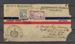 1940 CARACAS, FRONTAL DE SOBRE CIRCULADO A LA HABANA, LEGACIÓN DE CUBA EN VENEZUELA, CORRESPONDENCIA DIPLOMÁTICA FRANCA - Venezuela