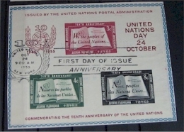 UNO NY 1955 Block 1 Typ L Mit Ersttagstempel Aus FDC - Hojas Y Bloques