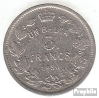 Belgien KM-Nr. : 97 1930 Sehr Schön Nickel Sehr Schön 1930 5 Francs Albert - 5 Frank & 1 Belga