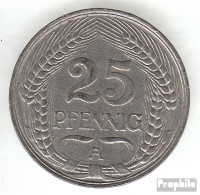 Deutsches Reich Jägernr: 18 1910 A Sehr Schön Nickel Sehr Schön 1910 25 Pfennig Reichsadler Im Jugendsti - 25 Pfennig