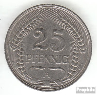 Deutsches Reich Jägernr: 18 1910 F Sehr Schön Nickel Sehr Schön 1910 25 Pfennig Reichsadler Im Jugendsti - 25 Pfennig