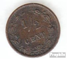 Niederlande KM-Nr. : 109 1901 Sehr Schön Bronze Sehr Schön 1901 1/2 Cent Gekrönter Löwe - 2.5 Centavos