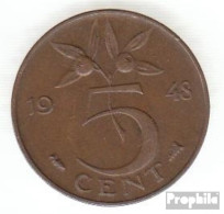 Niederlande KM-Nr. : 176 1948 Sehr Schön Bronze Sehr Schön 1948 5 Cents Wilhelmina I. - 5 Cent