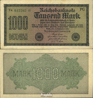 Deutsches Reich RosbgNr: 75m, Wasserzeichen Gitter Mit 8, Grüne Kontrollnummer Bankfrisch 1922 1.000 Mark - 1000 Mark