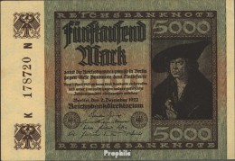 Deutsches Reich RosbgNr: 80a, Wasserzeichen Hakensterne Bankfrisch 1922 5000 Mark - 5000 Mark