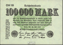 Deutsches Reich RosbgNr: 90b, Wasserzeichen Wellen Bankfrisch 1923 100.000 Mark - 100.000 Mark