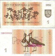 Litauen 39 Bankfrisch 1992 1 Talon - Lituania
