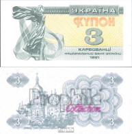 Ukraine 82a Bankfrisch 1991 3 Karbovanets - Oekraïne