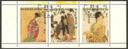 Chad 1970 Mi# 314-316 A Kleinbogen (strip Of 3) Used - Expo ’70, Japan / Japanese Prints Of Women - 1970 – Osaka (Japan)