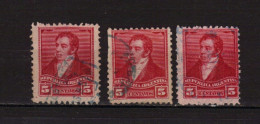 Argentine 3 Timbres N° 98 « Rivadavia» , Oblitération Bleue, - Oblitérés