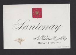 Etiquette De Vin Bougogne  -   Santenay -   ND 30/40 ?  -  A. Gloria à Beaune  (21) - Bourgogne