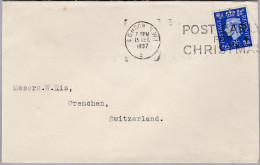 GB 1937-12-15 London Perfin Brief Nach Grenchen - Cartas & Documentos