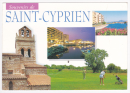 CPM - Souvenir De Saint Cyprien - Multivues (Glof, Eglise, Port) Photos Olivier Anger - Pas Circulé, Plusieurs Plis - Saint Cyprien