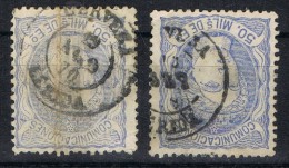 Dos Sellos 50 Milsimas Alegoria, Fechador CERVERA (Lerida), Num 107 Y 107a º - Used Stamps