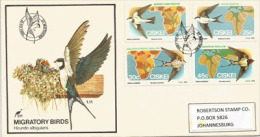 Delcampe - Oiseaux Migrateurs (Hirondelle à Collier,Hirondelle De Fenêtre,etc). Enveloppe FDC Du Ciskei,  Adressée à Johannesburg - Zwaluwen