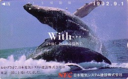 Télécarte JAPON / 110-011 - ANIMAL - BALEINE - WHALE JAPAN Phonecard / NEC - WAL Telefonkarte - BALLENA - 284 - Delfini