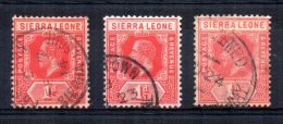 Sierra Leone - 1912/18 - 1d Definitives (3 Shades, Watermark Multiple Crown CA) - Used - Sierra Leona (...-1960)