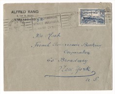 Lettre Pour New York - Voyage Inaugural Du Normandie - 1935 - Correo Marítimo