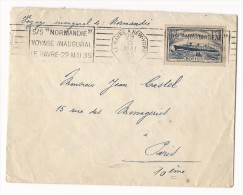 Lettre Pour Paris - Voyage Inaugural Du Normandie - 1935 - Maritieme Post