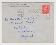 GRANDE BRETAGNE ENVELOPPE POST OFFICE BY AIR MAIL MARITIME MAID - 2 Scans - - Cartas & Documentos