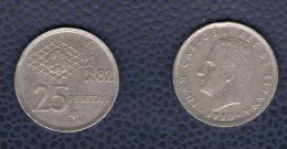 Espagne 1980 Pièce De Monnaie Coin 25 Pesetas Roi Juan Carlos Foot 1982 - 25 Peseta